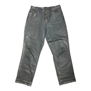 Mossimo High Rise Mom Jeans Distressed Blue Grunge Denim Womens 12 / 31 Waxed